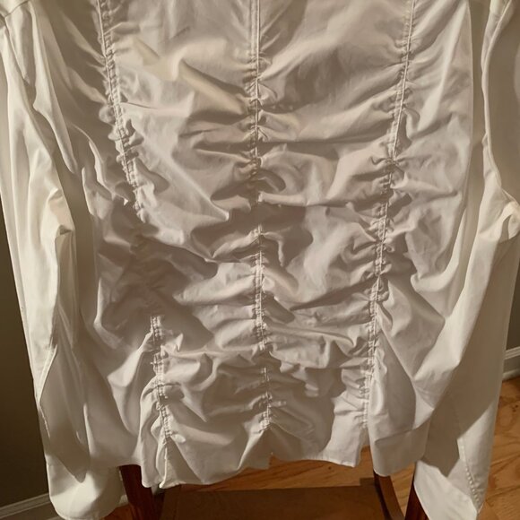 Calvin Klein white gathered button down the front shirt. - Picture 5 of 8